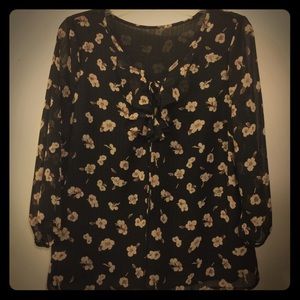 Peasant Top black 3/4 Puff Sleeves